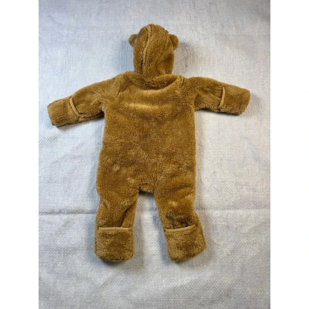 Baby Gap Brown Sherpa Fleece Bear Bunting One Piece Hooded Pram Suit 3-6 Months